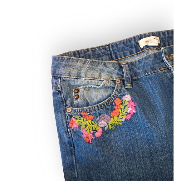 Mango embroidery trimmed Wide Leg Jeans size US size 12 - Picture 5 of 5